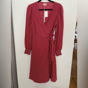 Max Studio Red Patterned Long Sleeve Dress